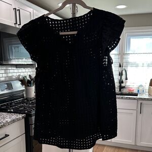 SHEIN Black Eyelet Blouse